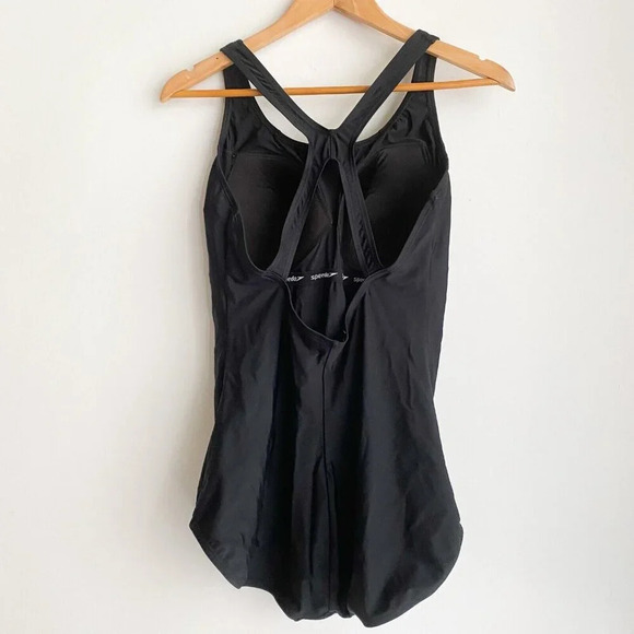 Speedo PowerFlex Plus Size Black  Racer Back Full Coverage Swimsuit 16 - Picture 3 of 7